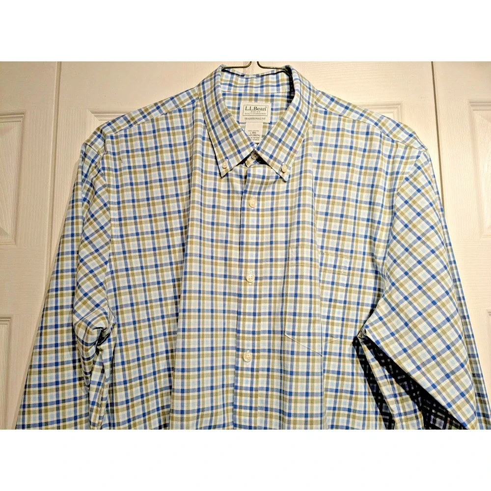 VTG. LL Bean Mens Sz: L Traditional Fit Button Down Shirt Plaid Cotton Pristine! - Picture 2 of 16